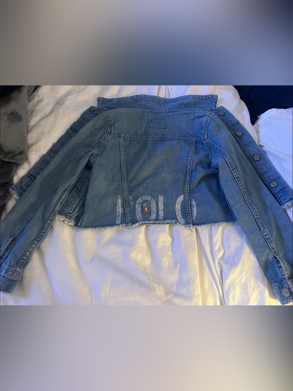 Polo by Ralph Lauren Cropped Blue Denim Jacket with Back Logo